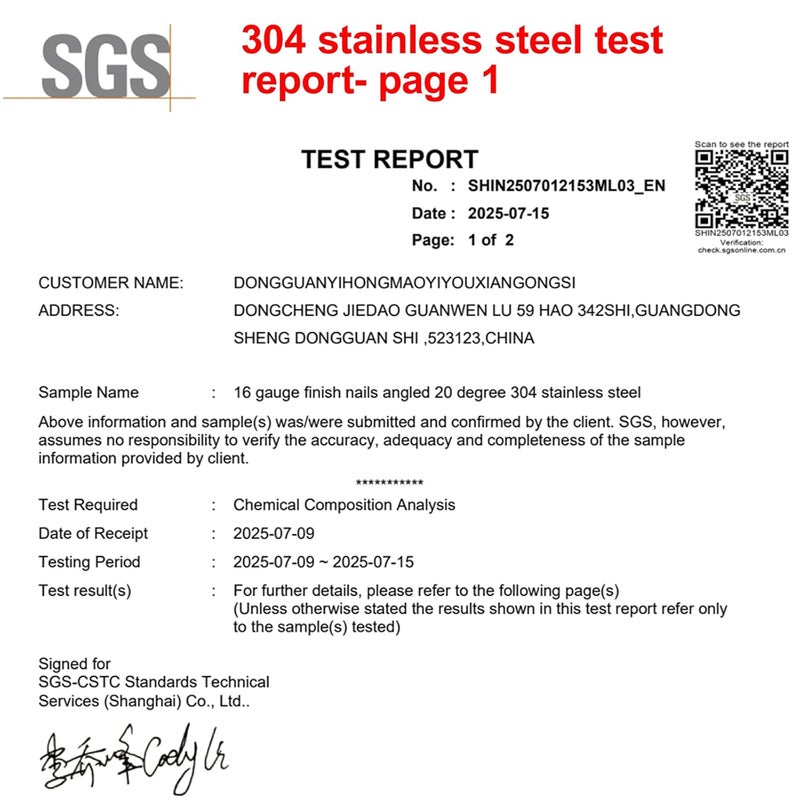 SimCos 16 Gauge Angled Finish Nails 304 Stainless Steel, (1-1/4", 1-1/2", 2", 2-1/2"), 20-Degree, for Pneumatic, Electric Finish Nailer or Nail Gun (1-1/4 inch-2000 pcs) - Image 4